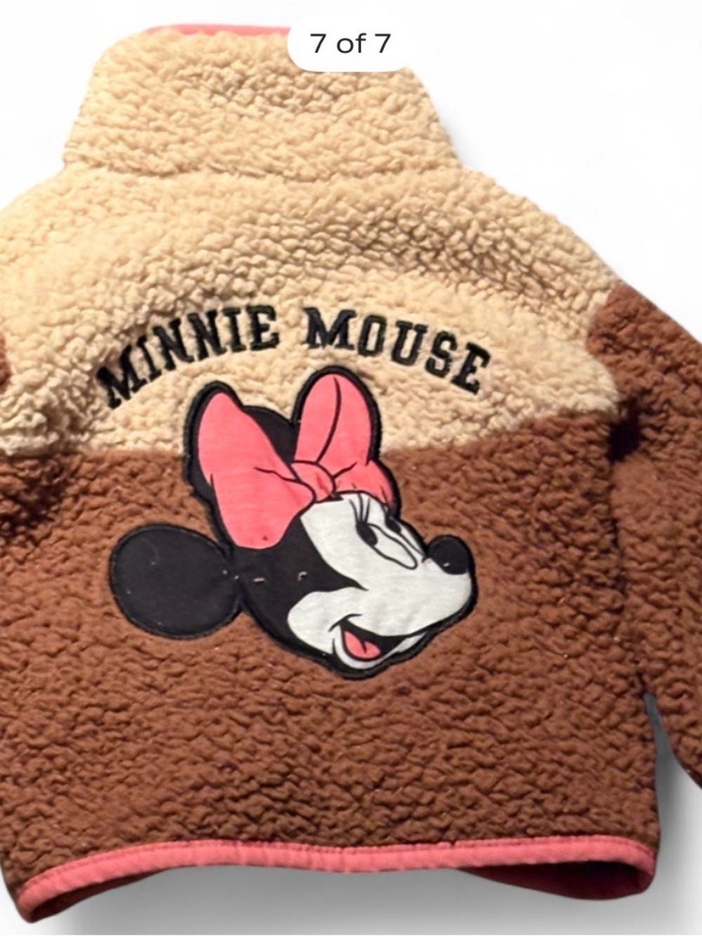Disney Minnie Mouse Sherpa Jacket - Brown, Cream & Pink